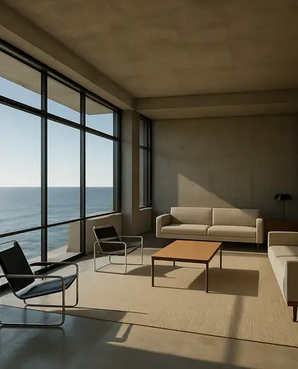 bauhaus building — living room (ocean)