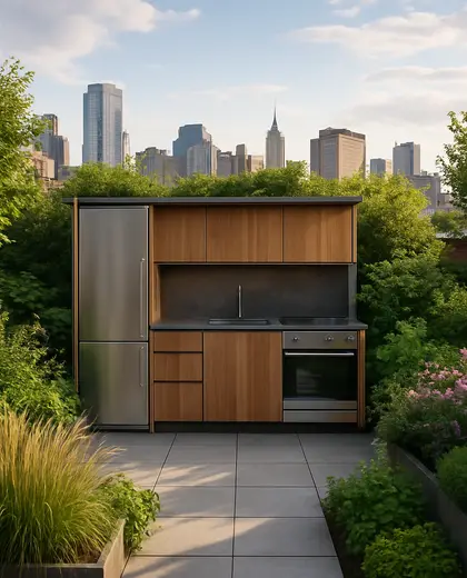 contemporary rooftop garden — small kitchen (urban)