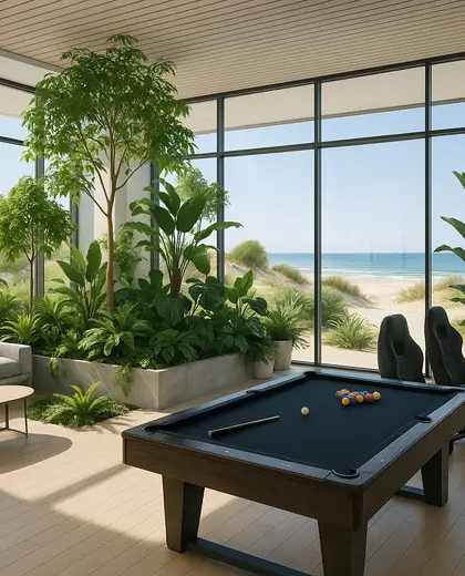 modern indoor garden — game room (beach)