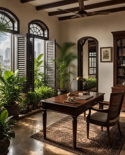 colonial indoor garden — home office (urban)