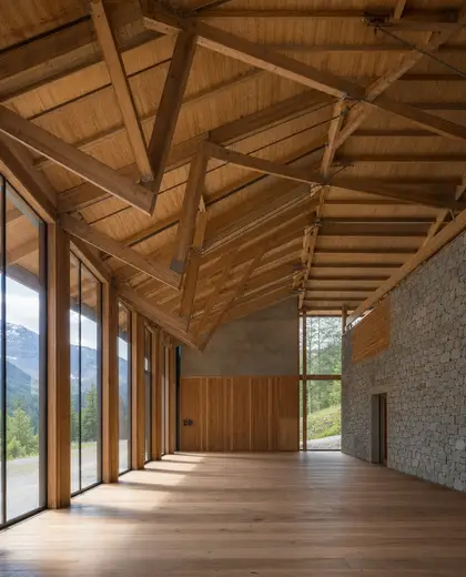 sustainable building — main hall (alpine)
