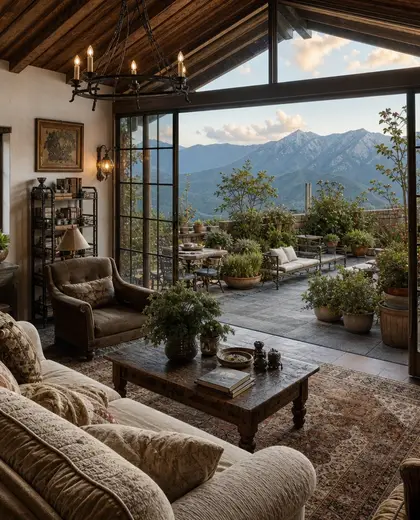 vintage rooftop garden — family room (mountain)