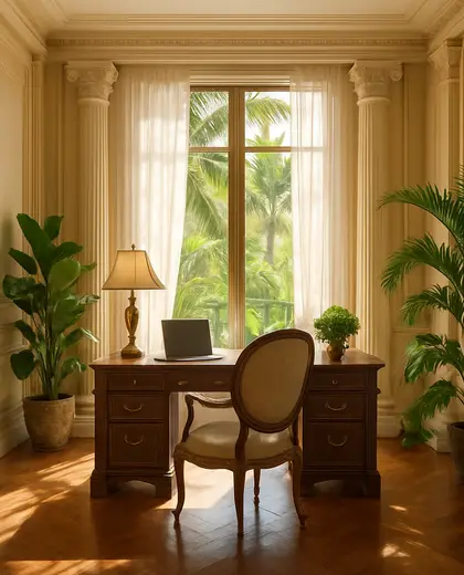 neoclassical apartment — home office (tropical)