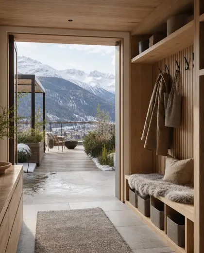 scandinavian rooftop garden — mud room (alpine)