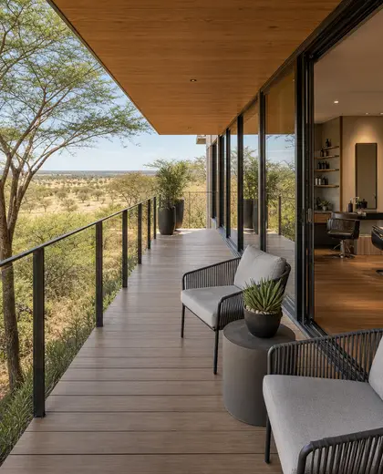 modern salon — balcony (savanna)