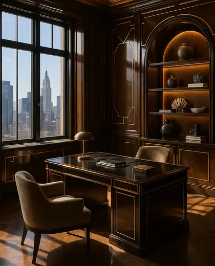 art deco home — home office (urban)