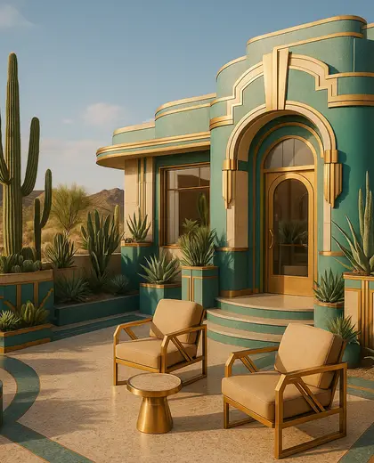 art deco salon — patio (desert)