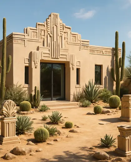 art deco backyard — roof (desert)
