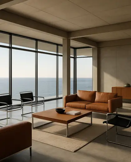 bauhaus penthouse — living room (ocean)