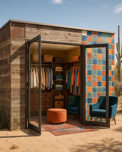 eclectic backyard — walk in closet (desert)