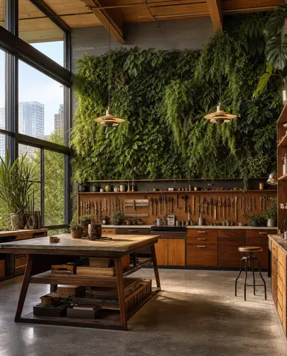 mid-century modern vertical garden — workshop (urban)