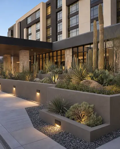 modern hotel — raised garden bed (desert)