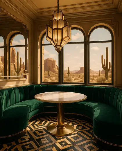 art deco apartment — breakfast nook (desert)
