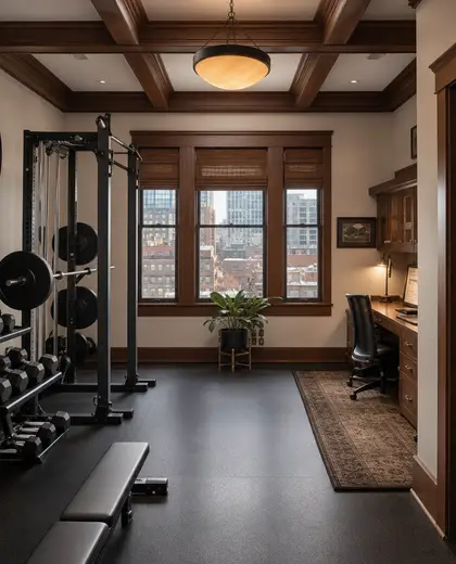 craftsman office space — home gym (urban)