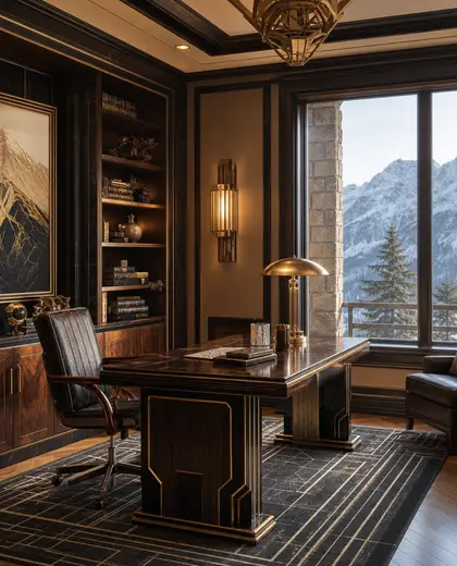art deco public space — home office (alpine)