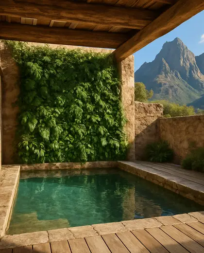 rustic vertical garden — pool (mountain)