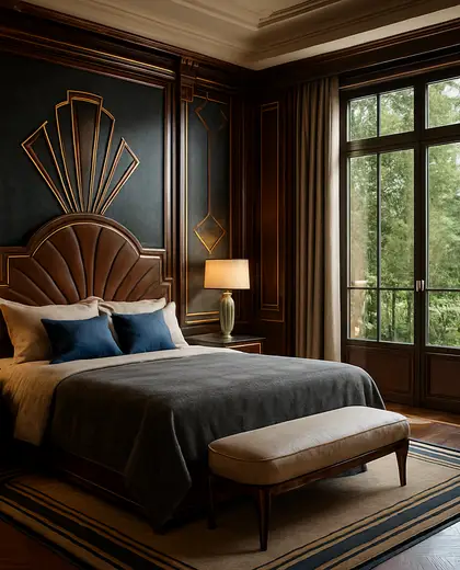 art deco building — bedroom (forest)