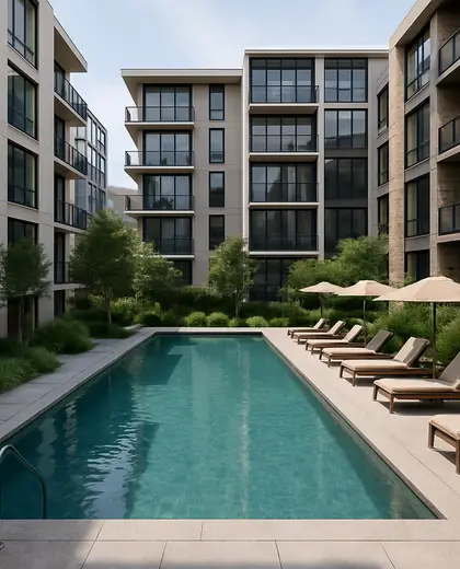 contemporary apartment — pool (urban)
