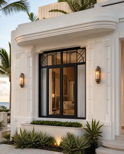 art deco facade — guest room (coastal)