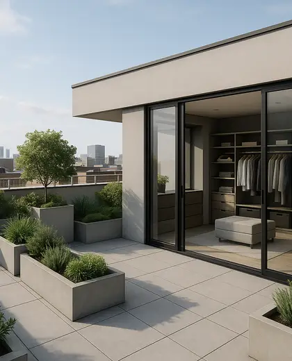 bauhaus rooftop garden — dressing room (urban)