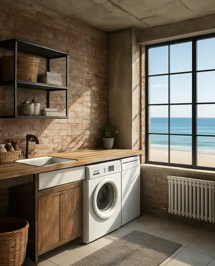 industrial home — laundry room (beach)