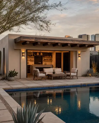 southwestern backyard — pool house (urban)