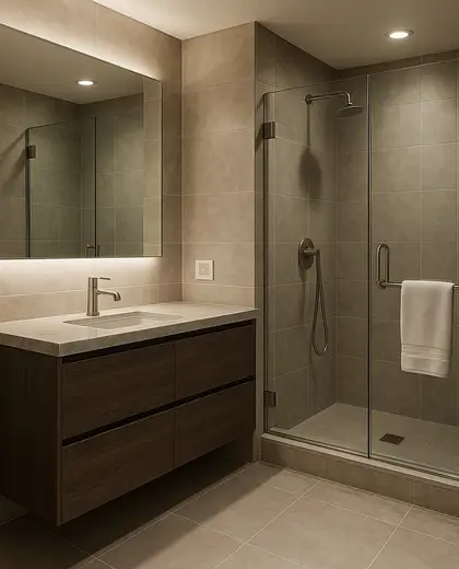 contemporary apartment — bathroom (urban)