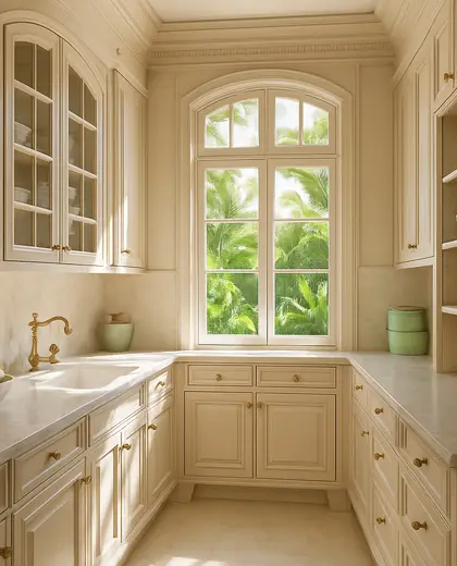 neoclassical condo — pantry (tropical)