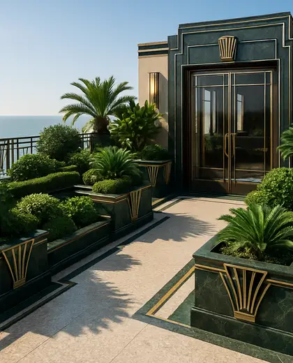 art deco rooftop garden — room (ocean)