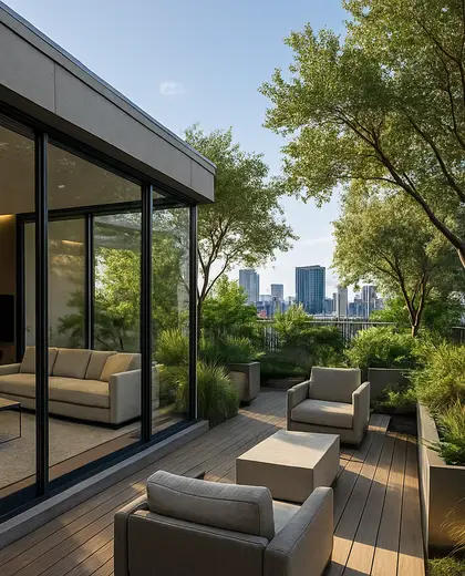 modern rooftop garden — family room (urban)