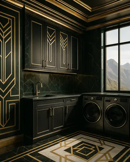 art deco office space — laundry room (mountain)