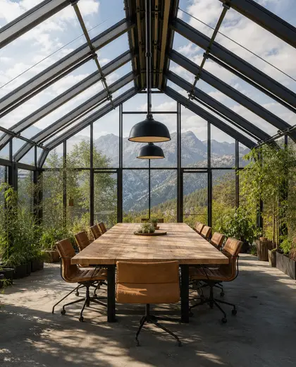 sustainable greenhouse — meeting room (mountain)