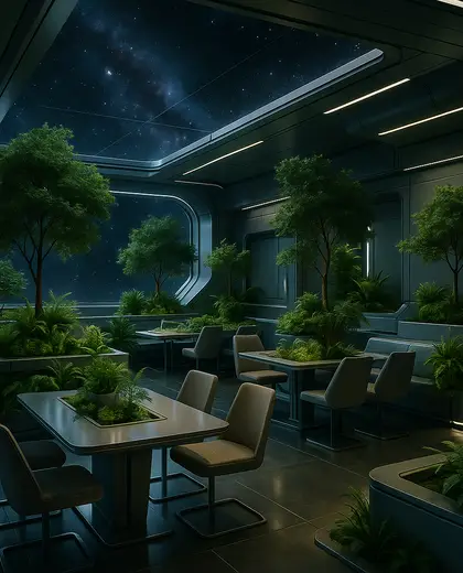 futuristic indoor garden — dining room (space)