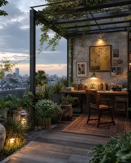 eclectic rooftop garden — study (space)