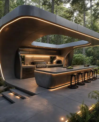 futuristic yard — outdoor kitchen (forest)