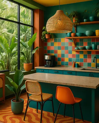 eclectic office space — kitchen (tropical)