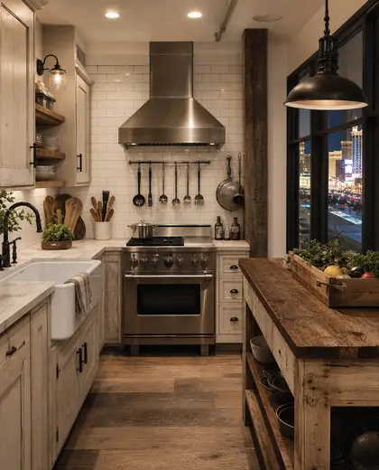 farmhouse casino — small kitchen (urban)