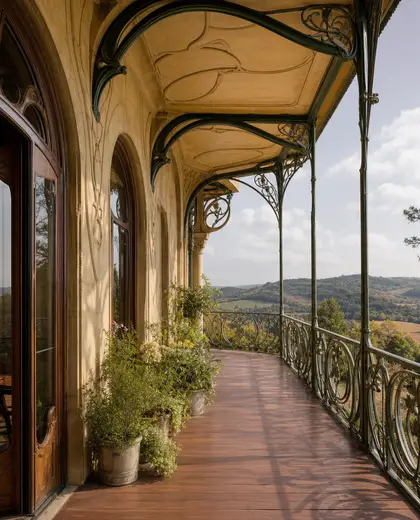 art nouveau office space — balcony (rural)