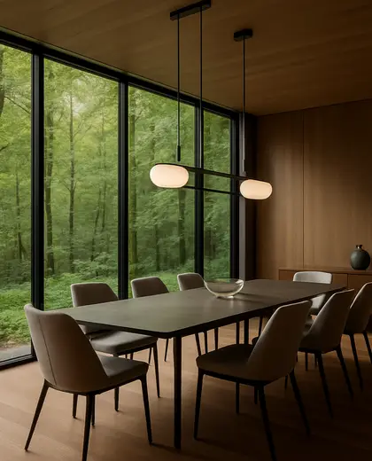 modern apartment — formal dining room (forest)