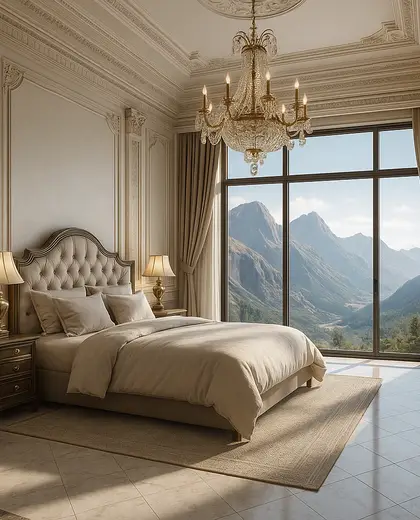 neoclassical penthouse — master bedroom (mountain)