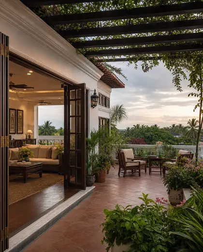 colonial rooftop garden — family room (tropical)