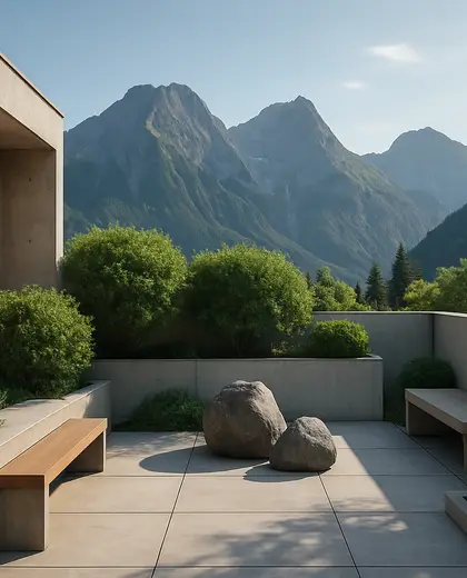 minimalist rooftop garden — patio (mountain)
