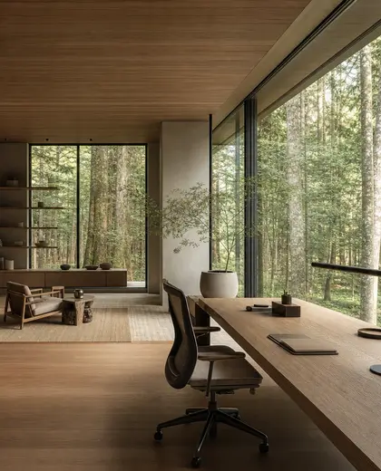 japandi condo — open office (forest)