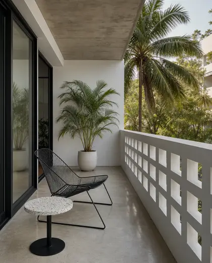 bauhaus apartment — balcony (tropical)