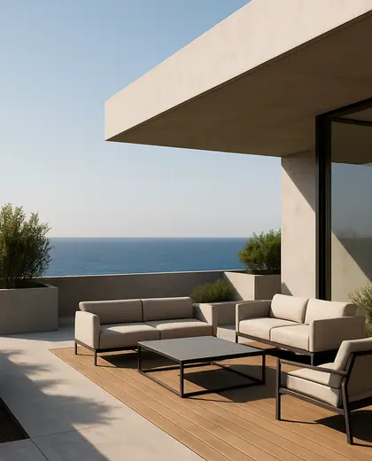 contemporary backyard — terrace (ocean)