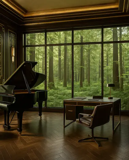art deco office space — music room (forest)