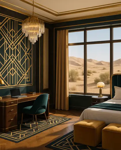art deco office space — master bedroom (desert)