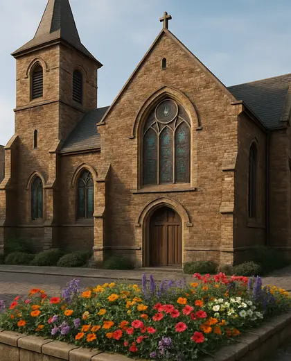 vintage church — flower bed (urban)