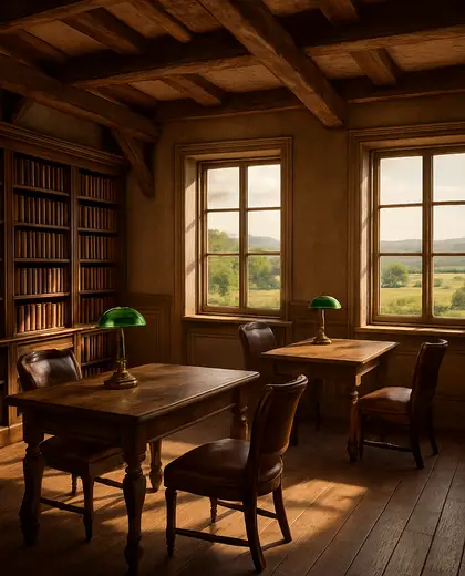 vintage office space — library (rural)