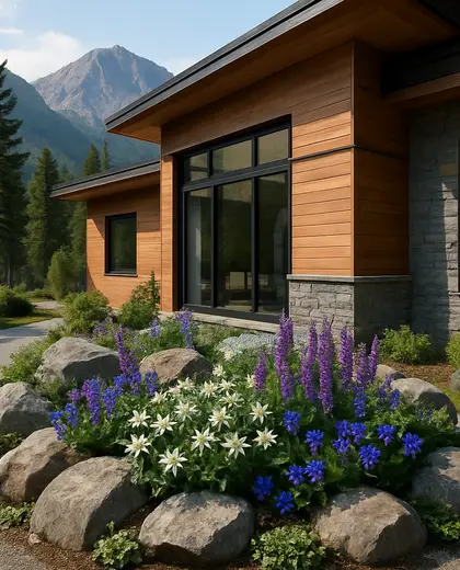 contemporary home — flower bed (alpine)